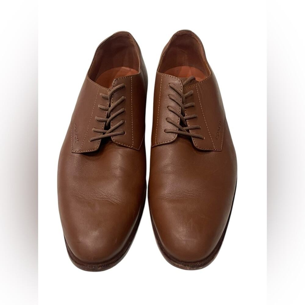 Coach Sculpt C Derby Oxford Mens 9D Brown Leather Almond Toe Dress Shoes